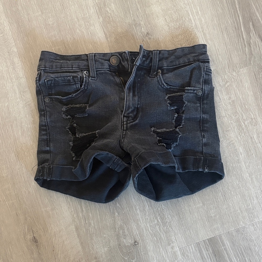 Aeropostale Black Distressed Women's Jean Shorts
